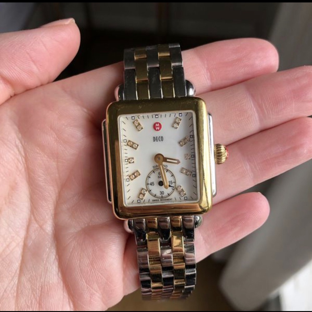Two toned Michele deco 33mm Diamond watch